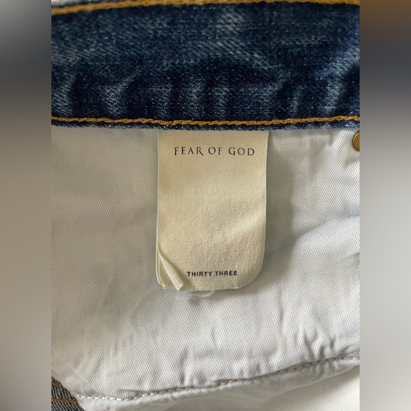 FEAR OF GOD 33W Indigo Blue Paint splatter denim jeans FIFTH Collection - Picture 6 of 11